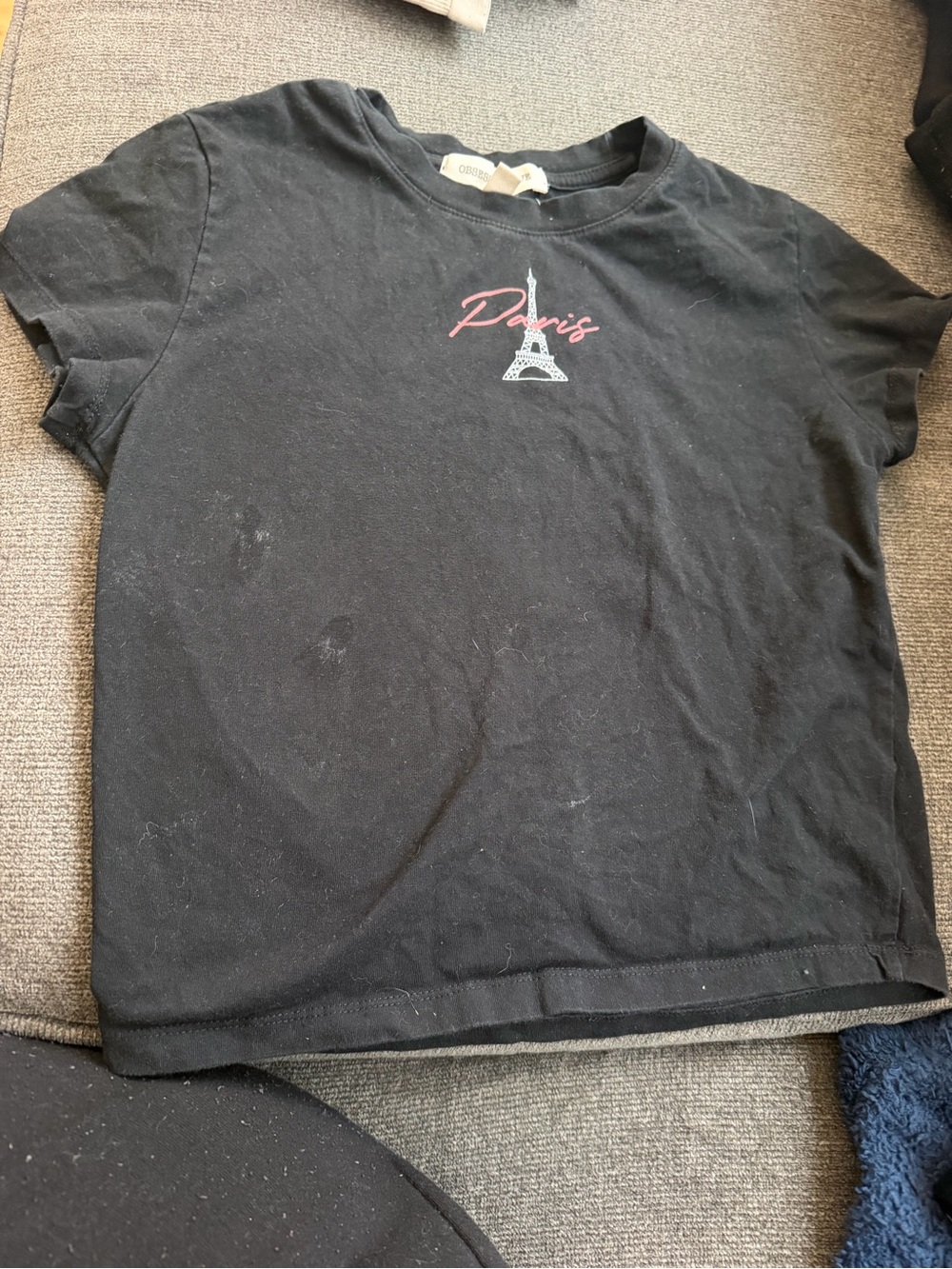 Conscious Loves Paris Graphic Crop Tee - Black with Pink Script